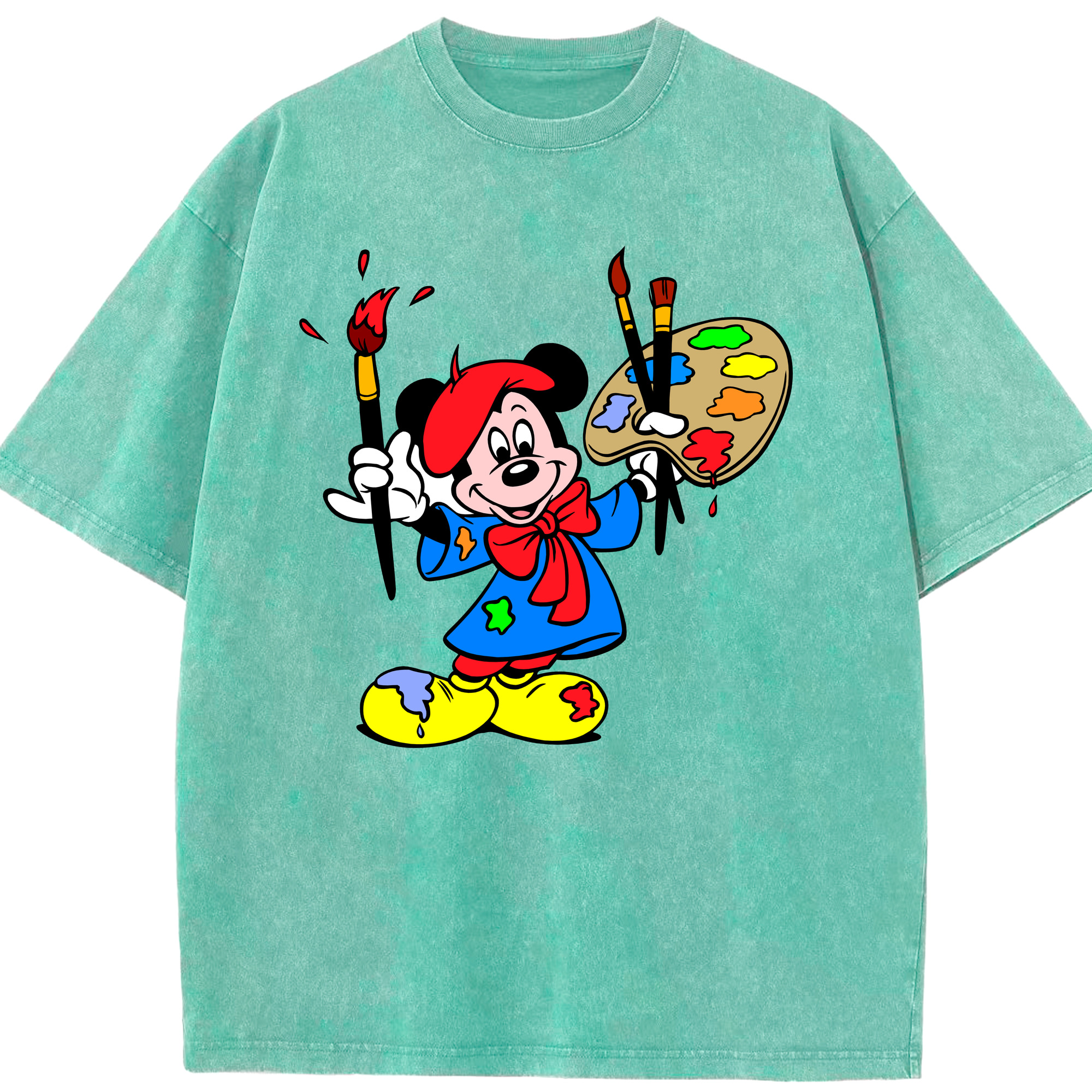 （画像用） ミッキーマウス Mickey Mouse 綿100% ヴィンテージ風 半袖Tシャツ（フロントプリント）
